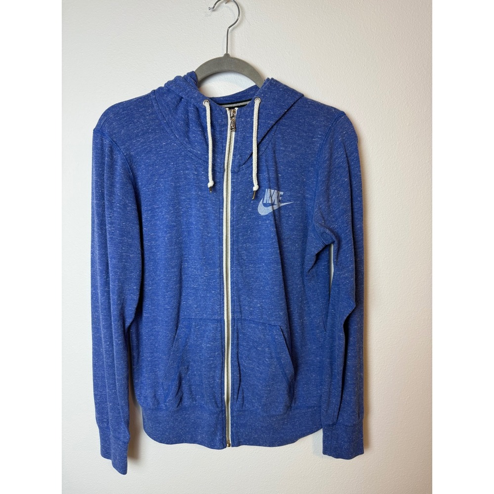 Nike Sportswear Gym Vintage Full Zip Hoodie Blue Heather Jersey Mens Large